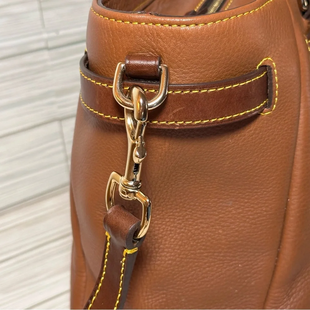 Dooney & Bourke Pebble Leather Satchel Shoulder Bag – Brown with Lock Detail - Picture 6 of 15